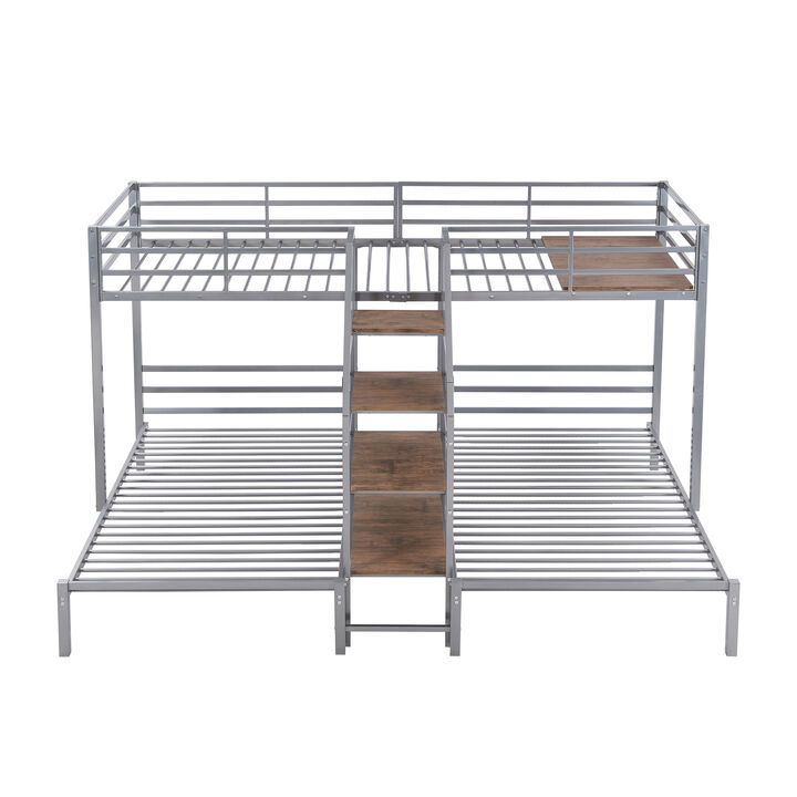 Merax Triple Bunk Bed with Storage Shelves