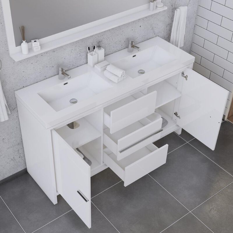 Alya Bath Sortino 60 Modern Double Bathroom Vanity in White
