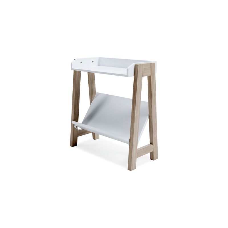 Arid Bookshelf Side Table, 29 Inch, Gallery Rail, Light Brown, White - Benzara