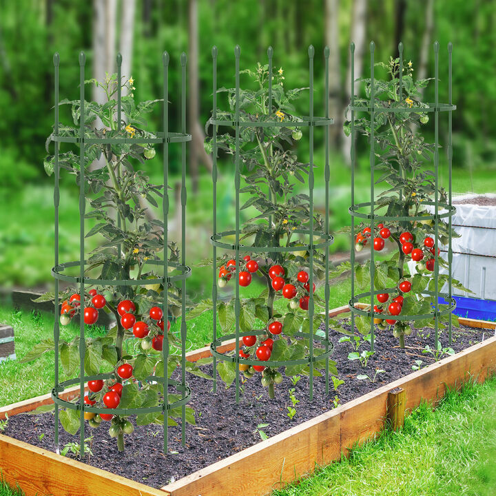 3-Pack Garden Trellis 40"/60" Tall Plant Support Stands with Clips and Ties-S