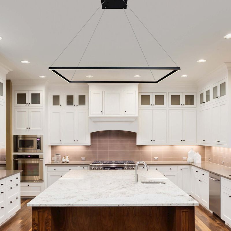 VONN Lighting Integrated LED Chandelier Height Adjustable Square Pendant Light in Black