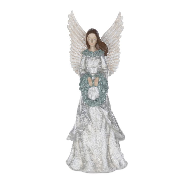 Angel with Wreath Decorative Figurine for Home or Garden Decor