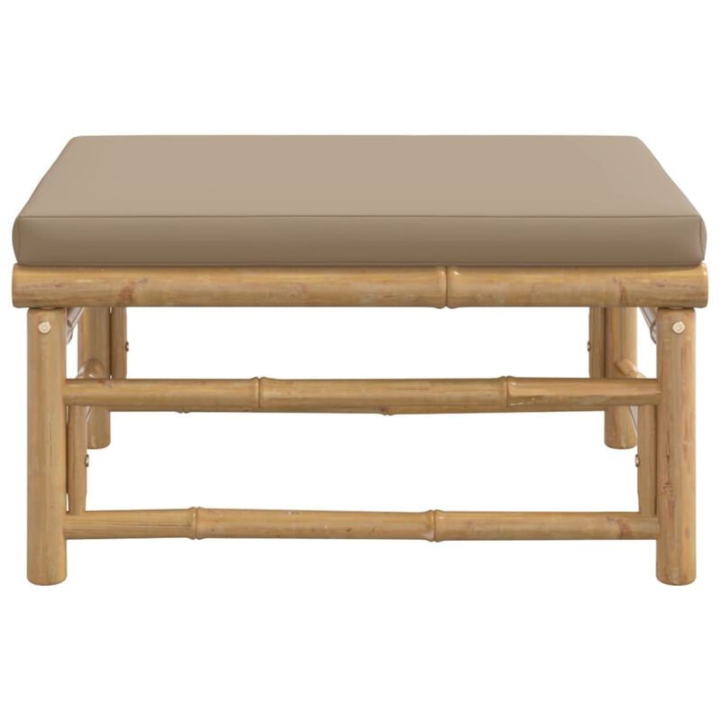 vidaXL Patio Footstool with Taupe Cushion Bamboo