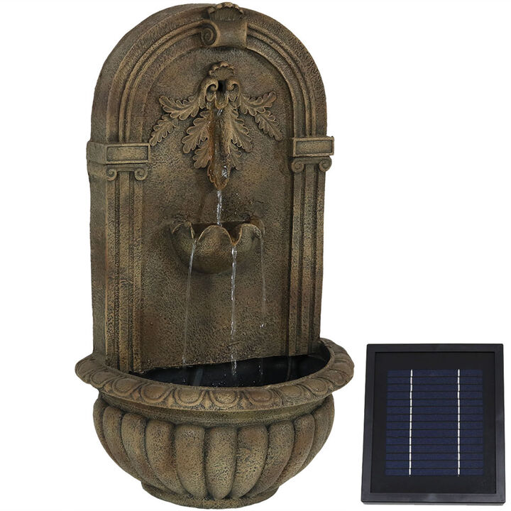 Sunnydaze Solar Wall Fountain with Battery Backup - 27-Inch
