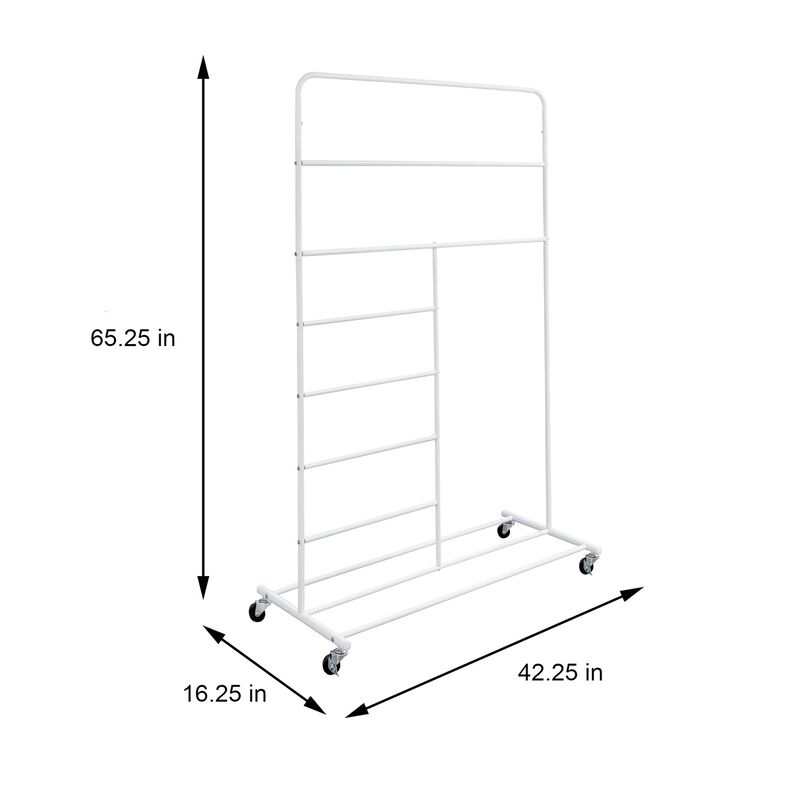Hivvago White Rolling Multi Use Laundry Clothes Drying Rack