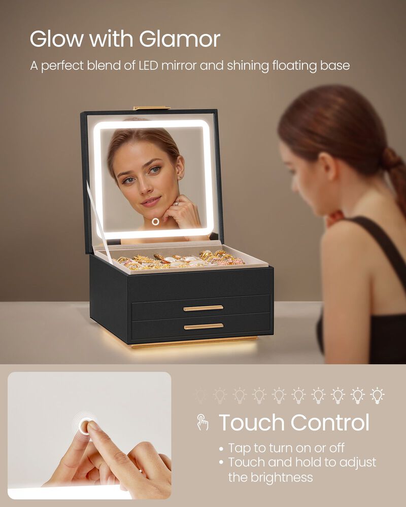 Jewelry Box with Mirror and LED Lights