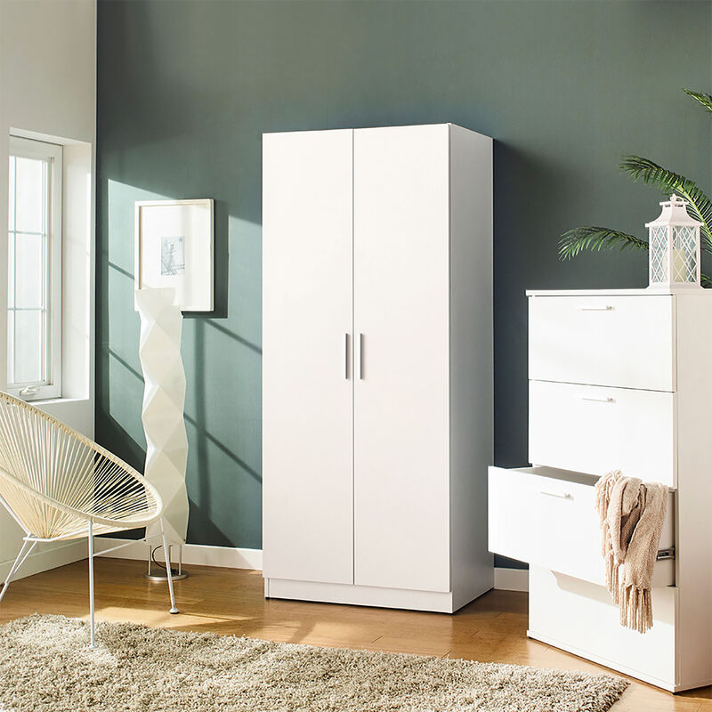 Mia Tall Shoe Cabinet with Seven Shelves in White