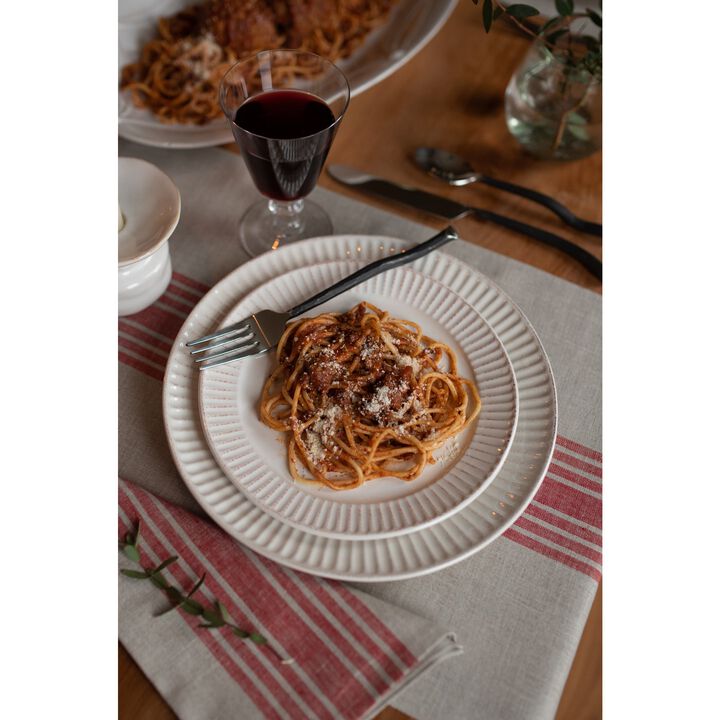 Solino Home 100% Pure Linen Stripe Placemats 14 x 19 Inch Set of 4 | Farmhouse