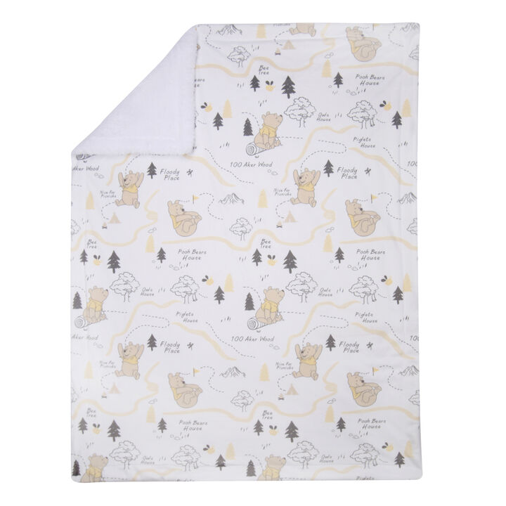 Lambs & Ivy Disney Baby Pooh and the Hundred Acre Woods White Baby Blanket