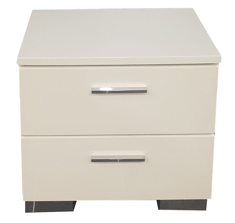 ACME Lorimar Nightstand, White & Chrome Leg