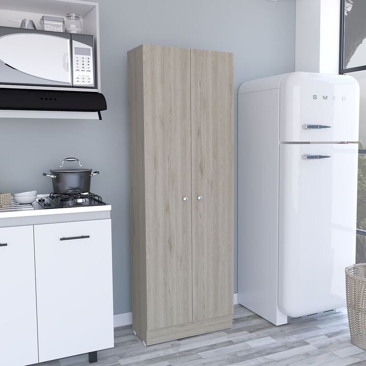 Multistorage Pantry Cabinet, Five Shelves, Double Door Cabinet - Light