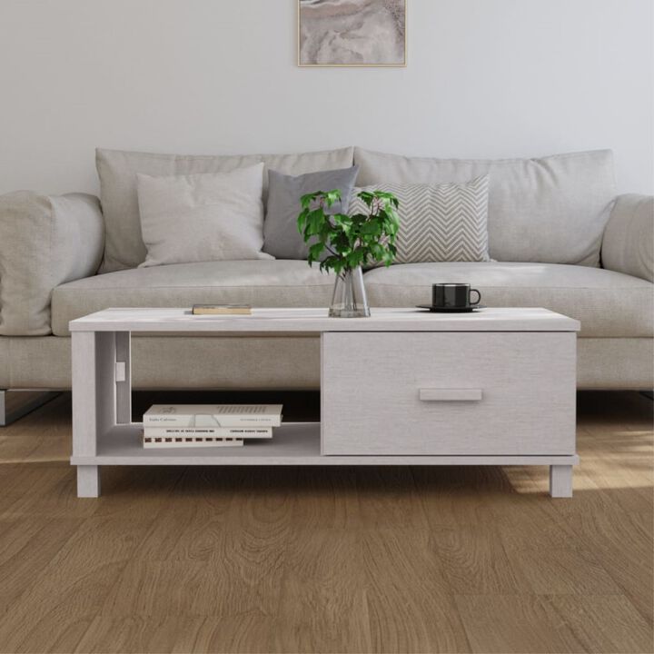vidaXL Coffee Table White 39.4"x21.7"x13.8" Solid Wood Pine