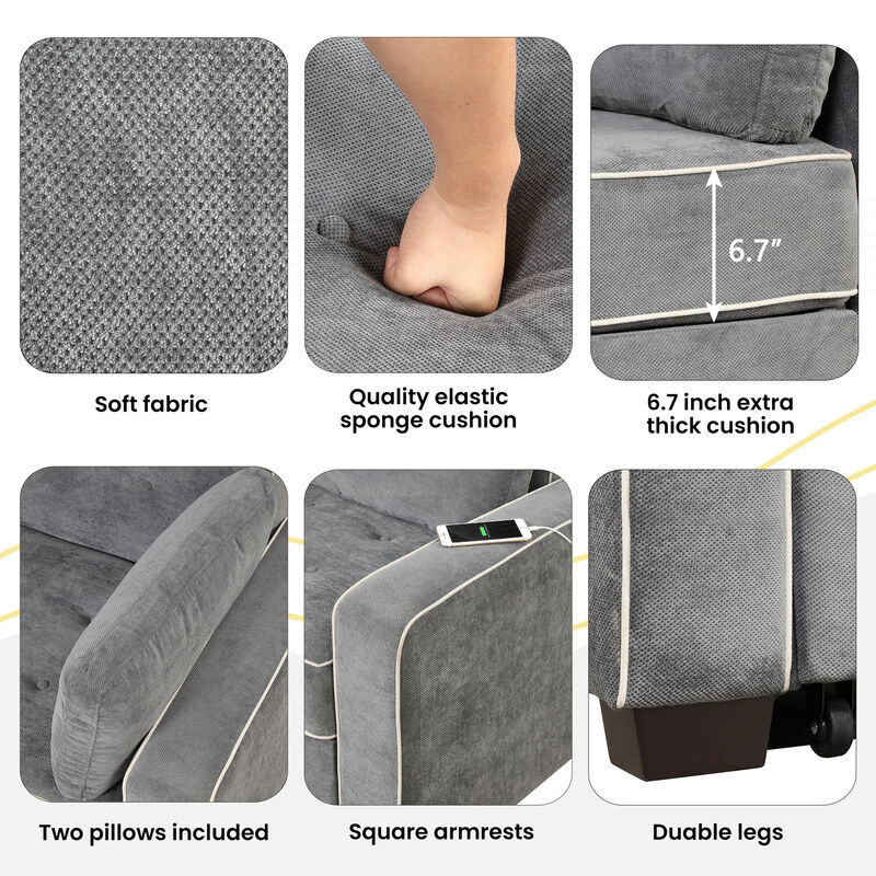 Merax Pull Out Sleeper Sofa Bed with Dual USB Charging Port