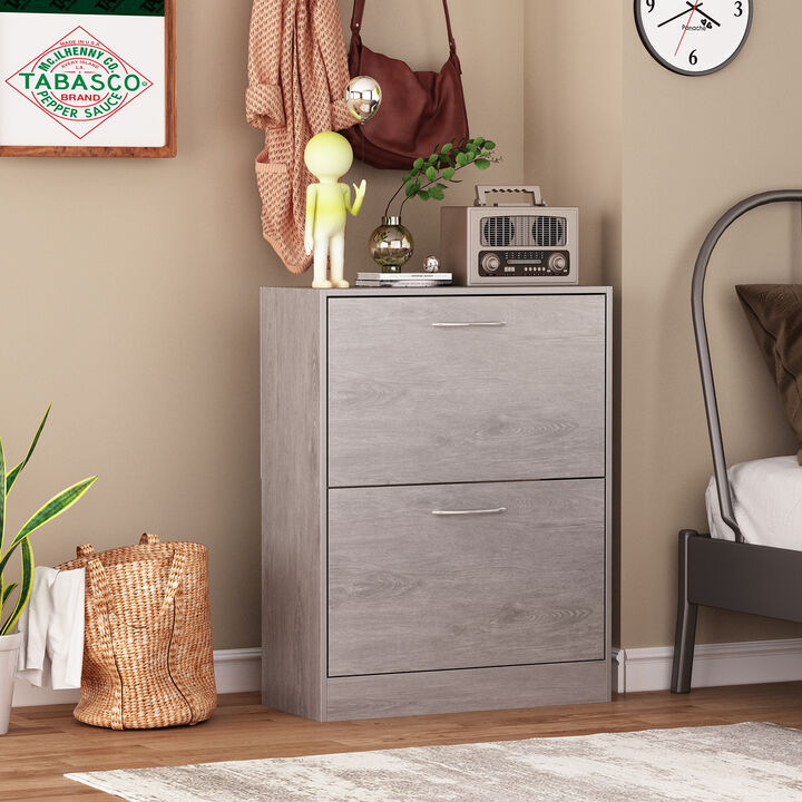 Grey Entryway Shoe Cabinet Spcase Saving Cabinet with 2 Drawers