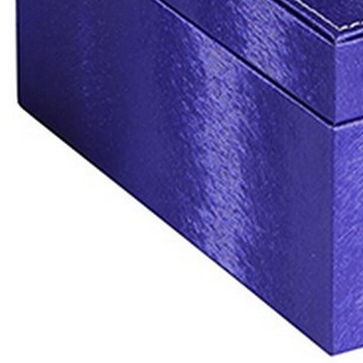 Jewelry Case with 2 Slots and Earrings Hanger, Blue - Benzara