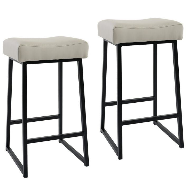 Backless Counter Stool with Leatherette Seat, Set of 2