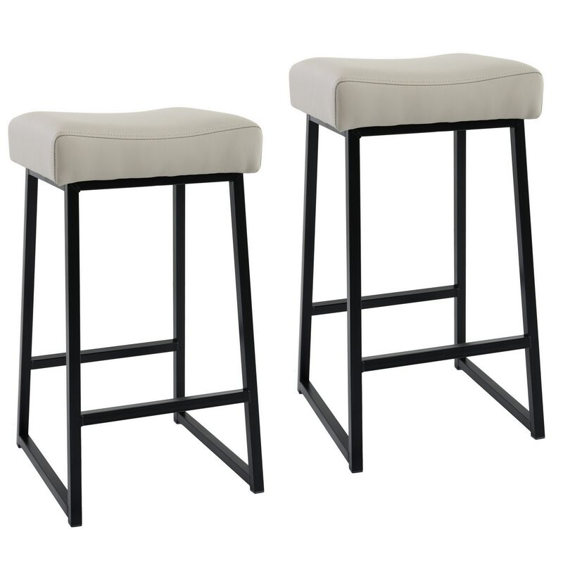 Backless Counter Stool with Leatherette Seat, Set of 2