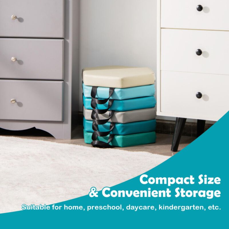 Hivvago 6 Pieces Multifunctional Hexagon Toddler Floor Cushions Classroom Seating with Handles