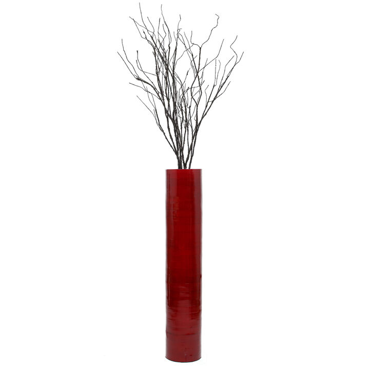 30-Inch-Tall Decorative Contemporary Bamboo Display Floor Vase - Cylinder Shape - Stylish Home Decor Accent - Modern Tall Vase for Living Room, Entryway, or Dining Room Decor, Green
