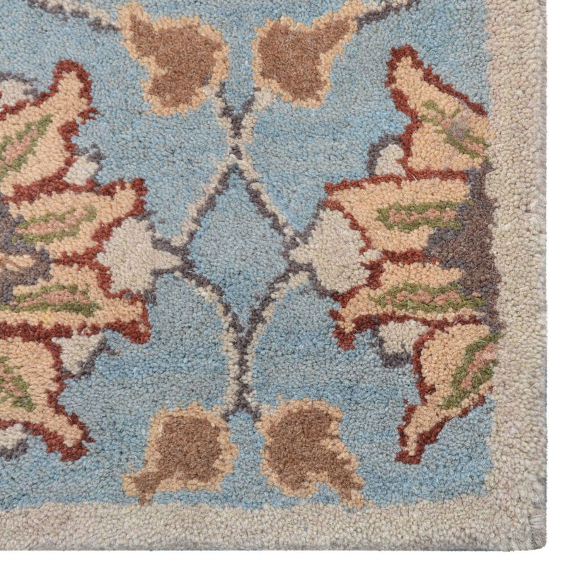RUGSOTIC CARPETS HAND TUFTED WOOL ECO-FRIENDLY AREA RUGS  - 8'x11', Rectangle Shape, Light Blue, Floral Modern Design, High Pile Thick Handmade Area Rugs for Living Room, Bed Room (K00660)