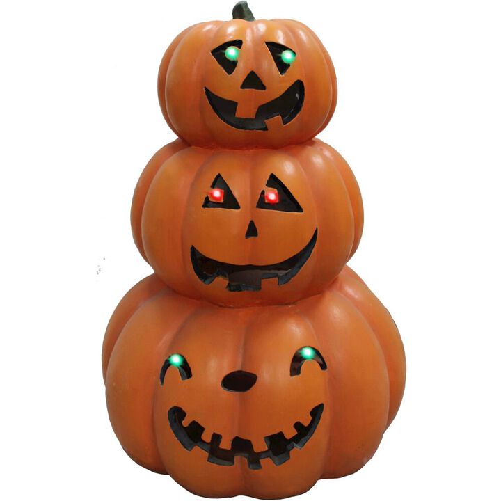 Haunted Hill Farm HHF 20 3-Stack Jack O'Lanterns, 6 B/O LED Lights, 16.75x11.75x20H
