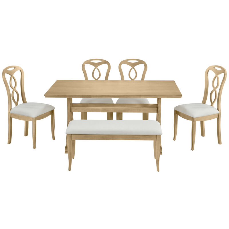 Merax Retro Table with Chairs and Bench Dining Set