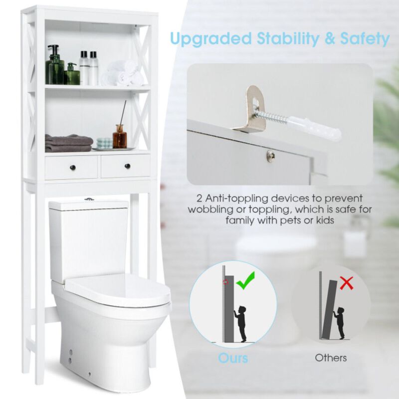 Hivvago Toilet Space Saver Bathroom Organizer Storage Shelf with Drawers