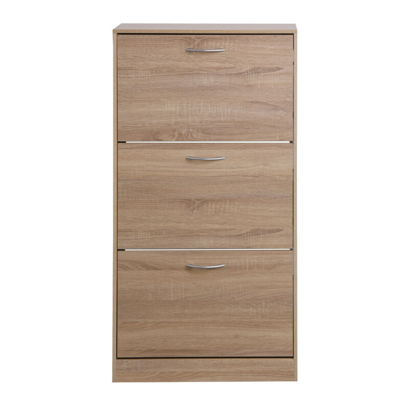 3-Drawer Shoe Storage Cabinet, 3-Tier Wood Shoe Rack Storage Organizer For Entryway