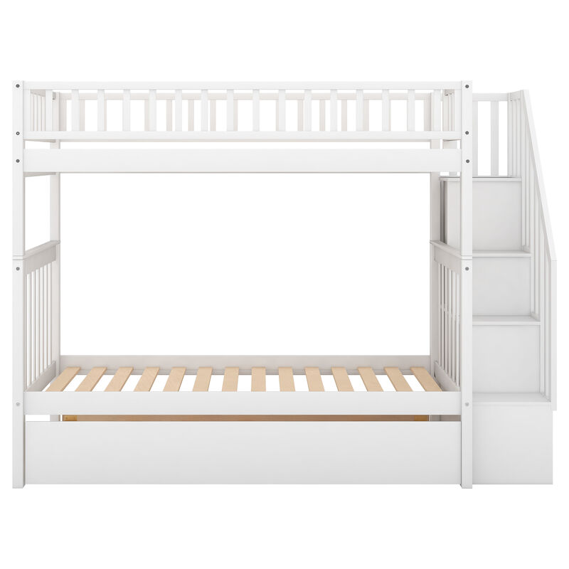 Merax Solid Bunk Bed with Trundle and Storage