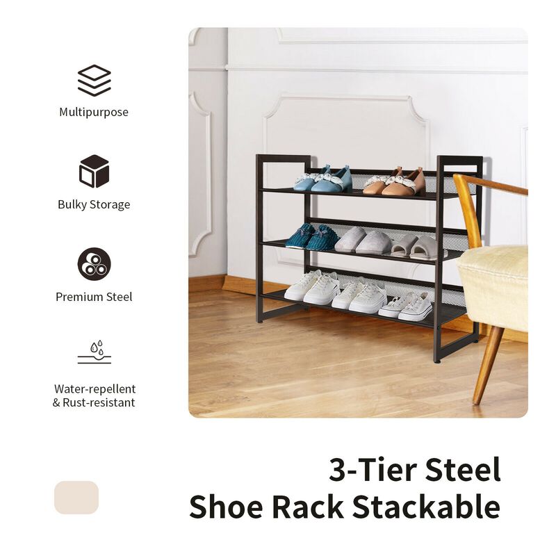 Flat and Slant Metal Shoe Rack for Entryway Hallway