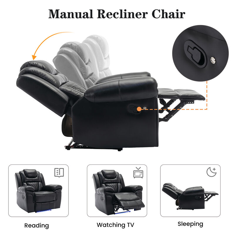 Merax Manual Recliner Chair with LED Light Strip
