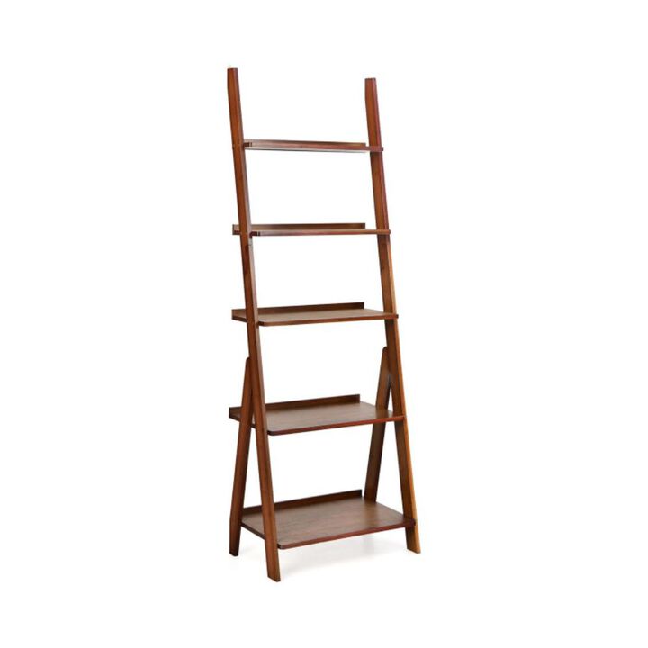 Hivvago 5-Tier Bamboo Ladder Shelf for Home Use