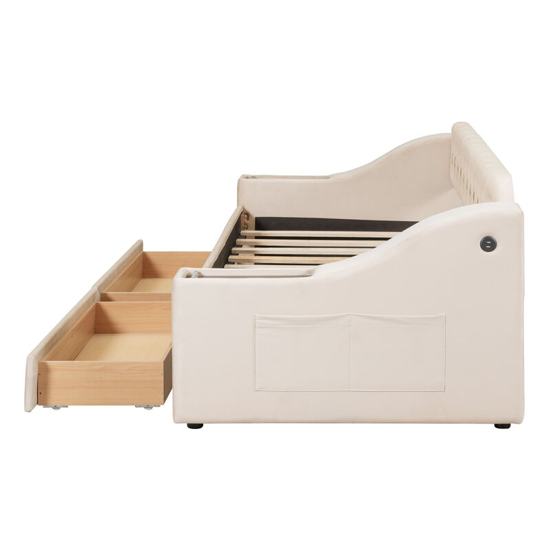 Merax Modern Daybed with Storage Armrests