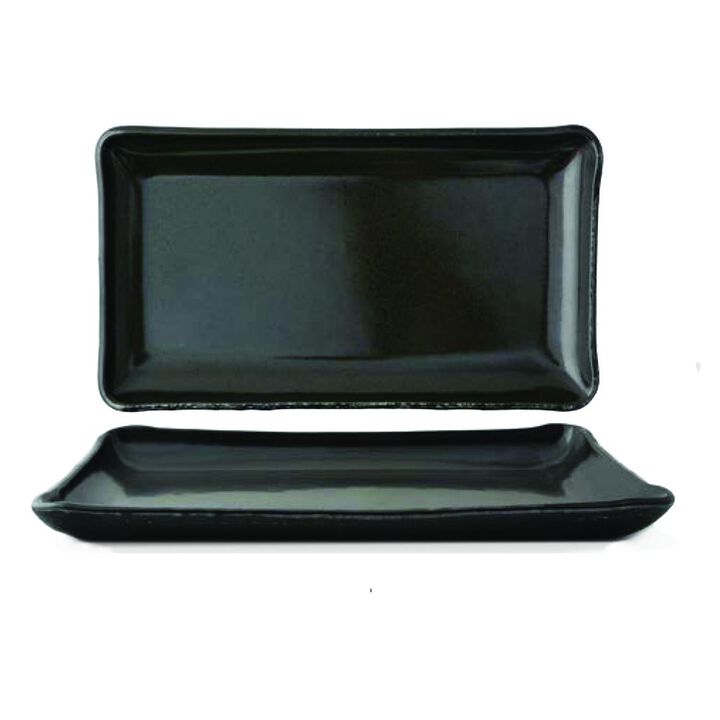 Glass Dinnerware 12.25" x 6" x h:1" Rectangular Grey Glass Platter