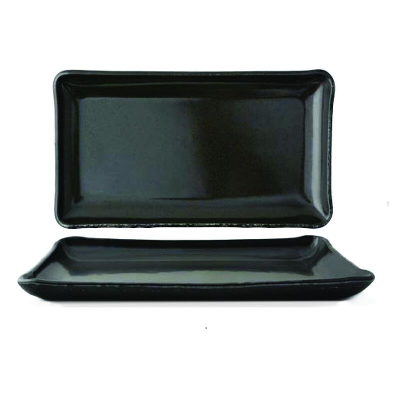 Glass Dinnerware 12.25" x 6" x h:1" Rectangular Grey Glass Platter