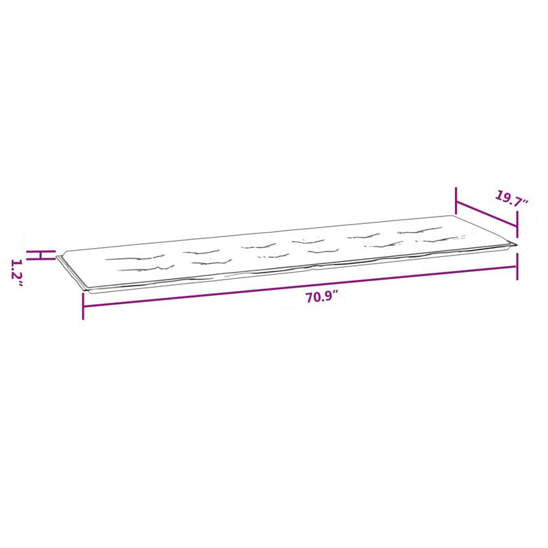 Claire Outdoor Cushion for Bench with Tie Ropes, Gray Oxford Fabric - Benzara
