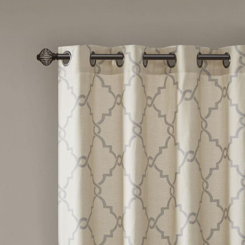 Gracie Mills Ondine Scroll Geometric Fretwork Grommet Window Curtain Panel