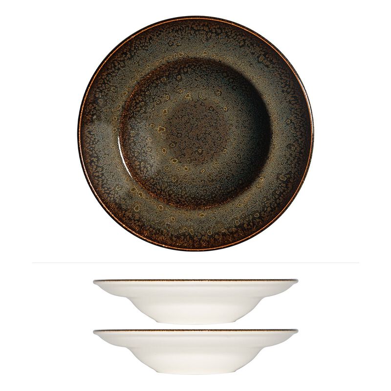 Tierra dia.10.75" h:2.25" 16 oz. Round Brown Porcelain Bowl (Set of 2)