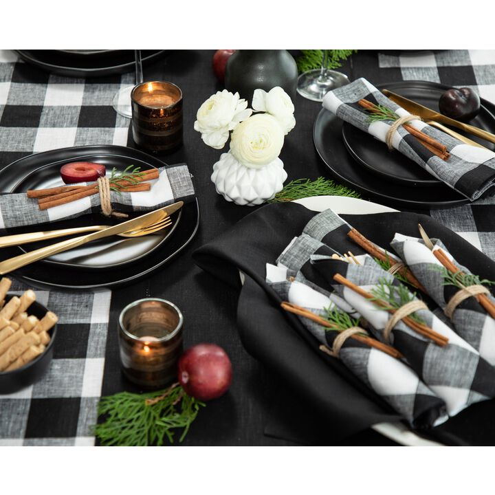 Solino Home 100% Pure Linen Tablecloth | Buffalo Check Dining Table Cloth