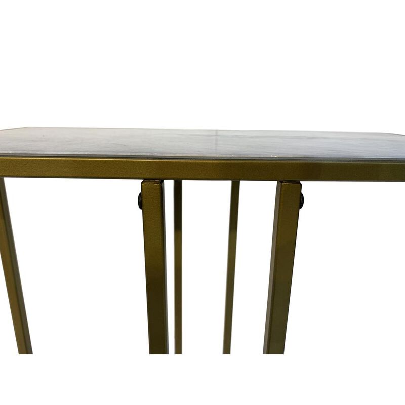 Carolina Living Serena End Table - White Marble - Industrial