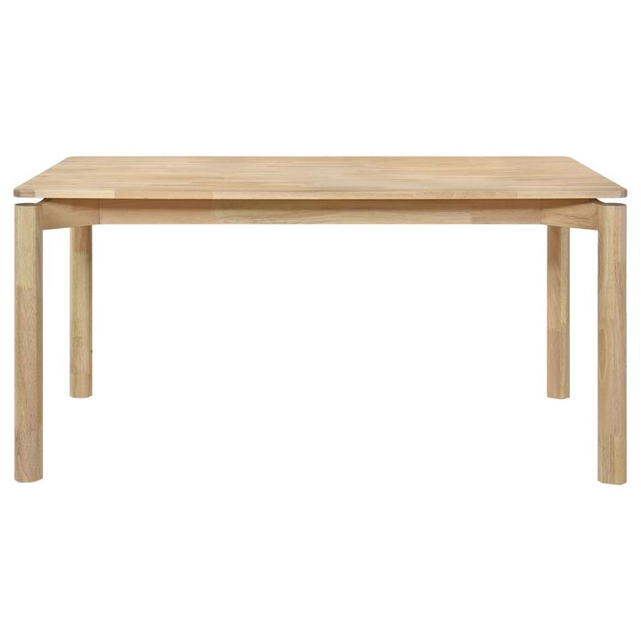 Rida Dining Table, White Washed Hardwood, Rectangular 59 Inch Top - Benzara