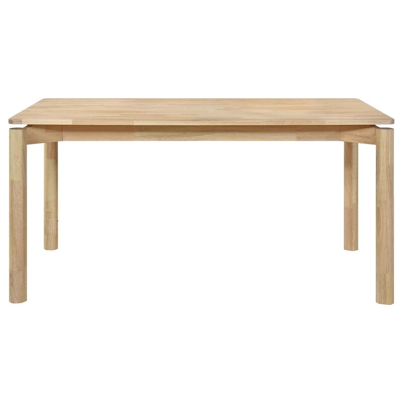 Rida Dining Table, White Washed Hardwood, Rectangular 59 Inch Top - Benzara