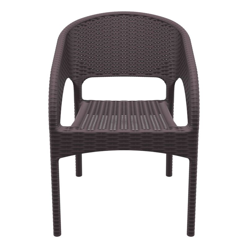 32" Gray Wickerlook Patio Stackable Dining Arm Chair