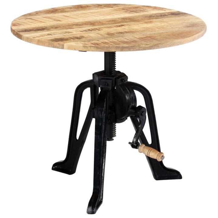 vidaXL Side Table 23.6"x(18.1"-24.8") Solid Mango Wood and Cast Iron