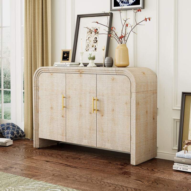 Minimalist Curved Sideboard with Gold Handles