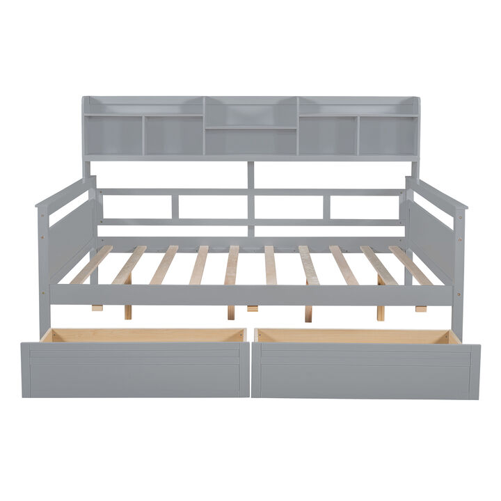 Merax Modern Daybed Bed with  Storage Shelves