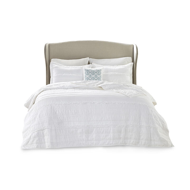 Gracie Mills Sheila 4-Piece Reversible Ruffle Quilt Set with Throw Pillow