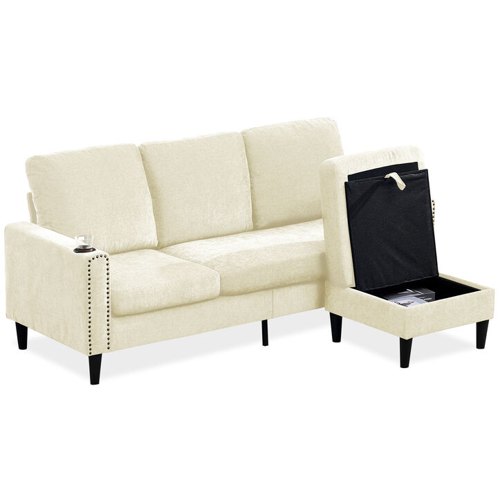 Merax Modern Design Chenille 3 Seat L-Shape Sectional Sofa with Storage Chaise