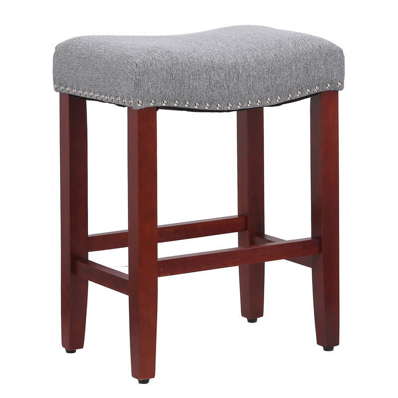 WestinTrends 24" Upholstered Saddle Seat Counter Stool (Set of 2)