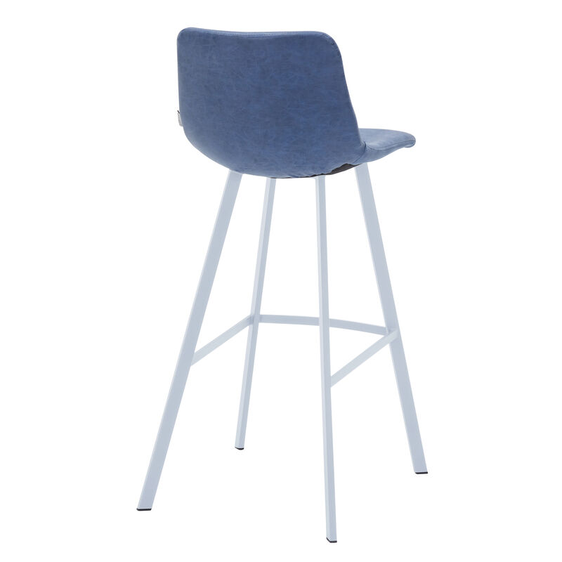 LeisureMod Elland Bar Stool – Modern White Base with Comfortable Padded Seat – Set of 2, Stylish and Durable